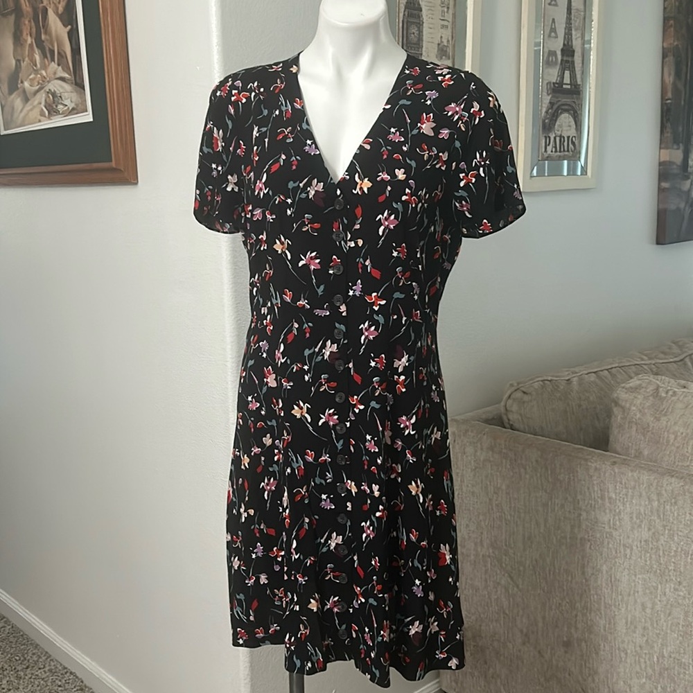 Madewell Black Floral Midi Dress